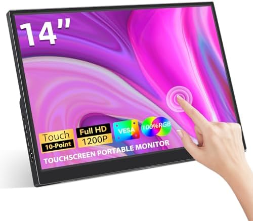 Jhcztrk Touchscreen,Portable Monitor HDR, 400cd/m², 14 Inch 1920x1200 ...