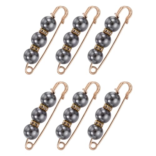 MECCANIXITY 6 broches perles décoratives, gris foncé