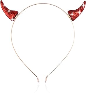 Halloween Devil Horns Headband Red Halloween Ears Headbands Shining Devil Cosplay Costumes Accessories for Women Men Metal...