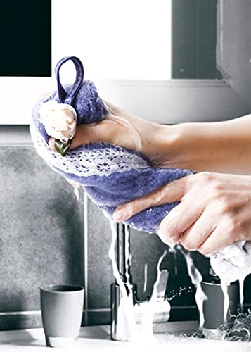 Yaocoral 3 Pack Thick Soft Microfiber Hand Towels,Kitchen Hand Towels Hanging,Bathroom Hand Towels With Hanging Loops,Hand Bath Towel,Fleece Hand Towels With Loop (Green Blue Khaki) #TOP3