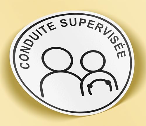 SC ® - Sticker/Autocollant - Disque Conduite Supervisée diamètre 15 cm - Taille, Logo et Écriture Réglementaire - Fabrication Française