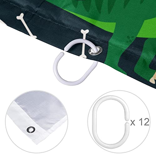 Rideau de douche dinosaure vert 168x183 cm pour la salle de bain des enfants