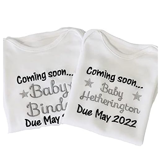 Personalised Coming Soon Baby Vest Onsie, Embroidered Design, New arrival Clothes, Bodysuit, pregnancy announcement