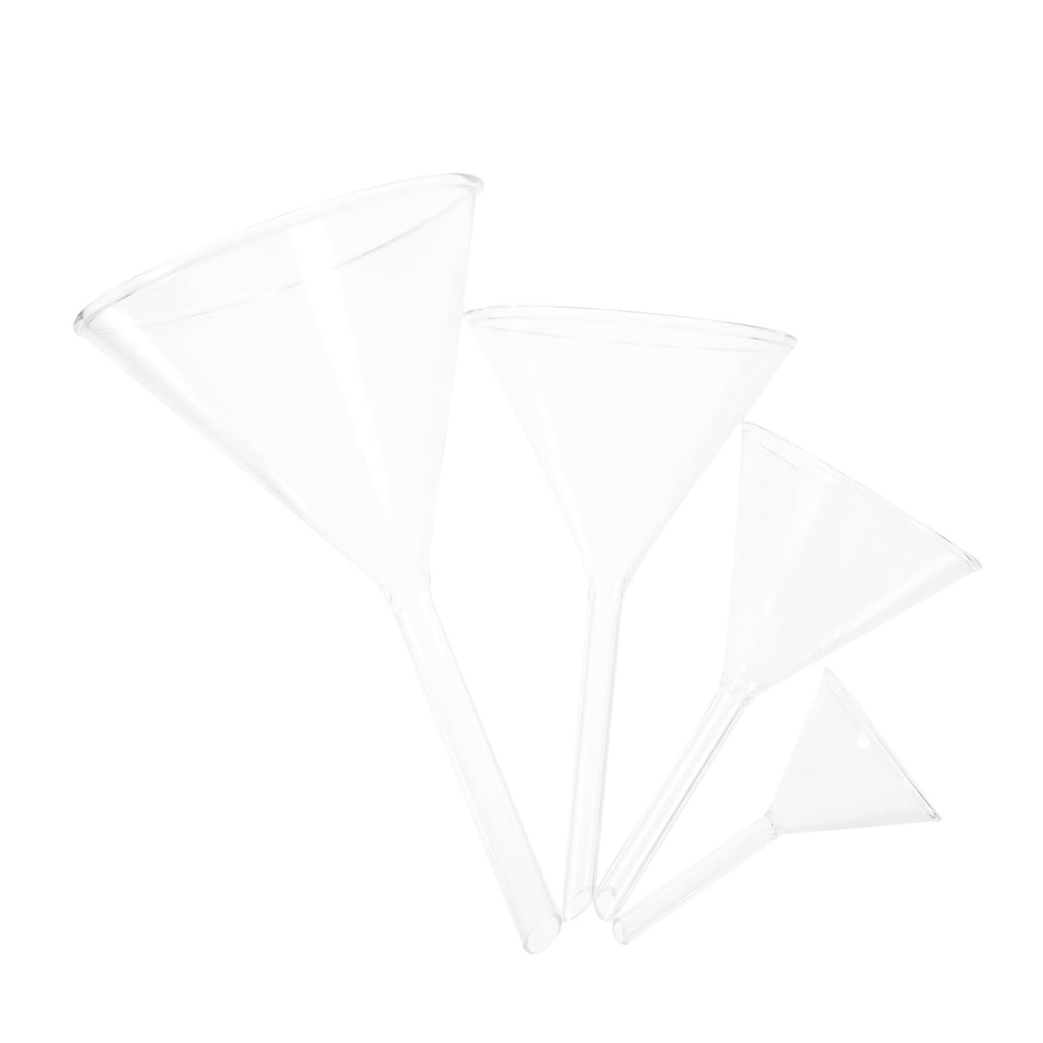4Pcs Clear Glass Funnel for Laboratory Experiments Includes and for Chemistry and Biology Use