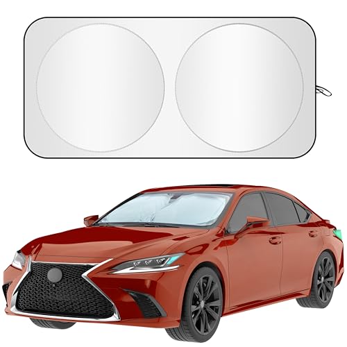 Autovir Windshield Sun Shade | Front Windshield Shade for Sun, Heat and UV Rays | Car Sun Shade Fits Small Sedan and Mini SUV | Car Accessories for Interior Protection | Medium