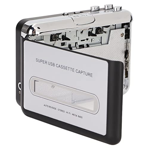 Tape to MP3 Converter Portable USB Cassette Player Clear Sound Quality for Laptop PC, Suitable for Music Lovers, ABS Silver and Black