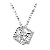 Ularmo 2015 New Hot Fashion Women Chain Crystal Rhinestone Square Pendant Alloy Necklace Jewelry (silver)