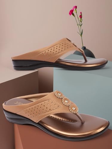 Image of Vendoz Women Casual Beige Flat Sandals (L611)