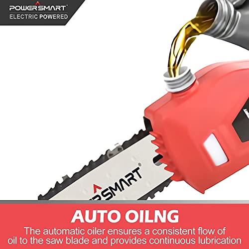 Powersmart Pole Saw, 13-Foot Max Reach Electric Pole Saw For Tree Trimming, 8-Inch Pole Chainsaw With Automatic Chain Lubrication System, 120V 6Ah Power Pole Saw For Branch Cutting #TOP5