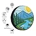 REVENEVER Spare Tire Cover for RV SUV Car Funny Blue Landscape Print Waterproof Dustproof Tire Cover for JP Camper Travel Trailer Truck