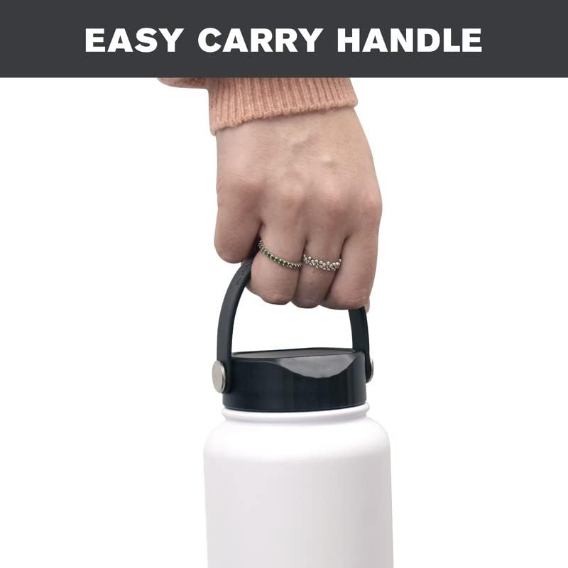 Miniatura 3 de Hydraflow Hybrid - Botella de agua de triple pared aislada al vacío con tapa de boca ancha (34 onzas, negro polvo) termos de metal de acero