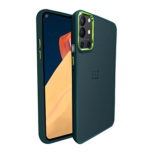 Image of A rtistque Frosted Translucent Back Cover Case for Oneplus 9R | Electroplated Chrome Ring | Raised Camera Edges for Protection | Smooth Sides TPU - Green