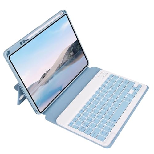 Teclado para iPad Air 11 2025 y 10.9 funda de cuero azul con soporte magnético QWERTY 6