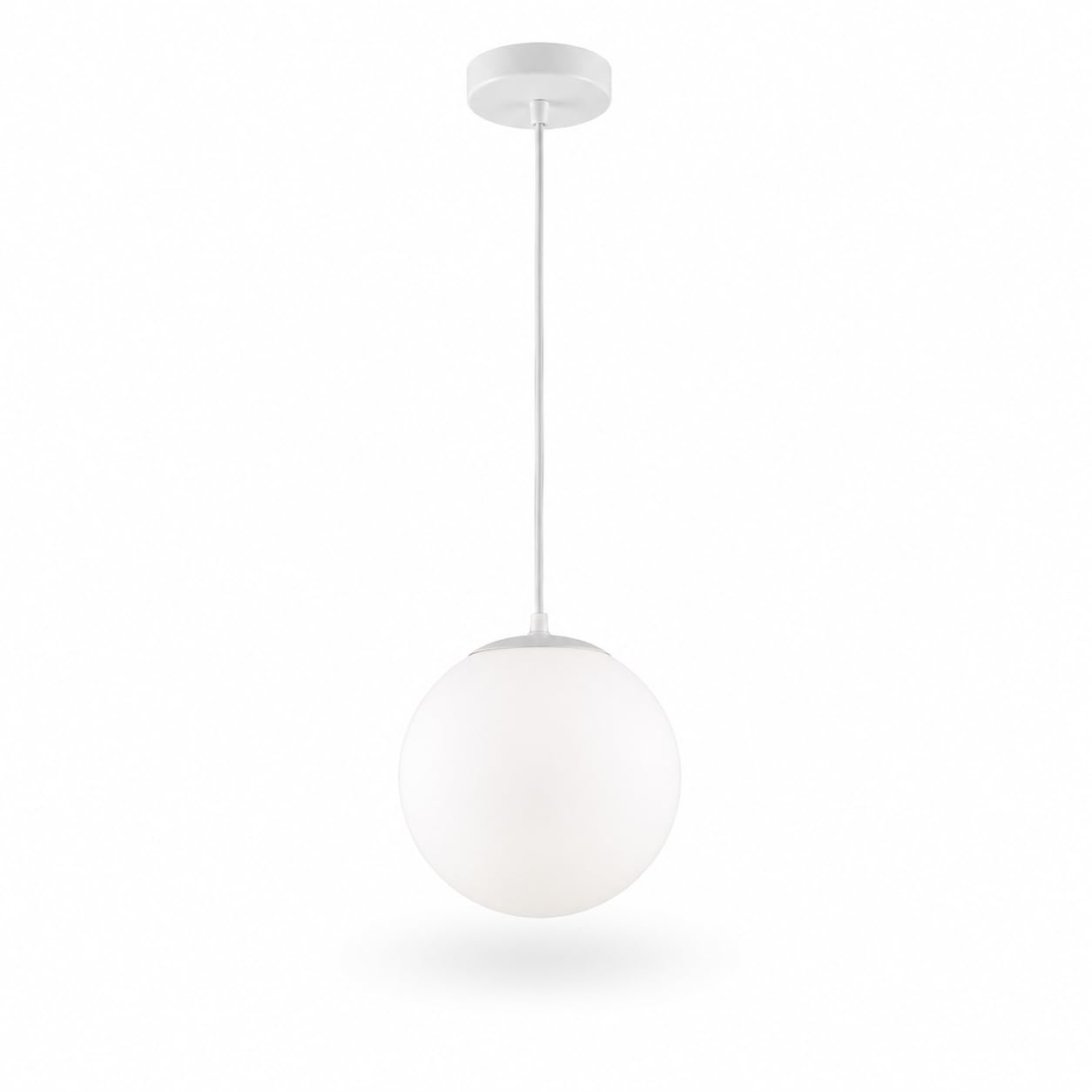 Lampadario a Sospensione Sfera Ø30 cm E27 Moderno Nordic Minimal | Diffusore Opalino in PE | Design Elegante per Soggiorno Cucina Hotel Ristorante | Bianco