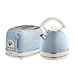 Ariete ARPK12 Retro Style Dome Kettle and 2 Slice Toaster Set, Vintage Design, Blue