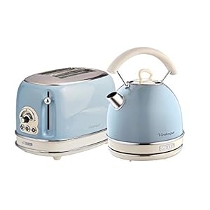 Ariete ARPK12 Retro Style Dome Kettle and 2 Slice Toaster Set, Vintage Design, Blue