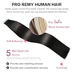SUYYA Tape in Hair Extensions Natural Black 100% Remy Human 20 inches 20pcs 50g/pack Straight Seamless Skin Weft Hair(20 #1B Off Black) - Image 4