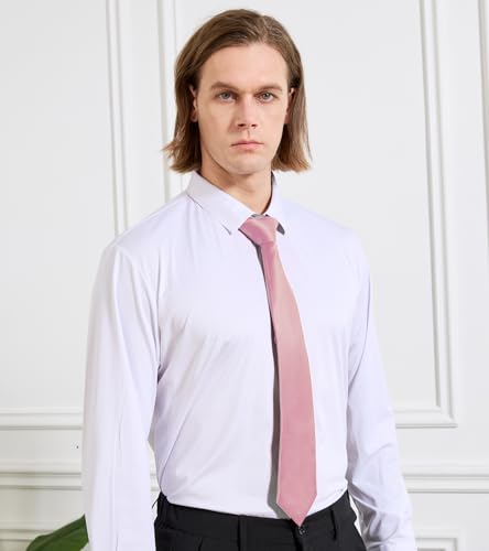 Image of KOOELLE Men's Ties Solid Pure Color Plain Neckties Formal Black Ties For Men