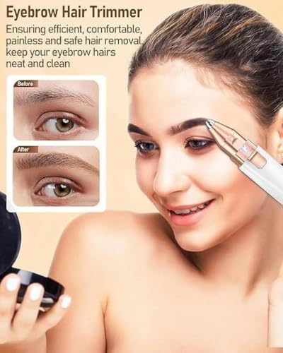 Image of 2-in-1 Eyebrow Trimmer & Facial Hair Remover for Women Pack of 1 | USB Rechargeable,LED Indicator Light, Painless Hair Removal, Portable Design Replaceable Precision Heads, Multicolour