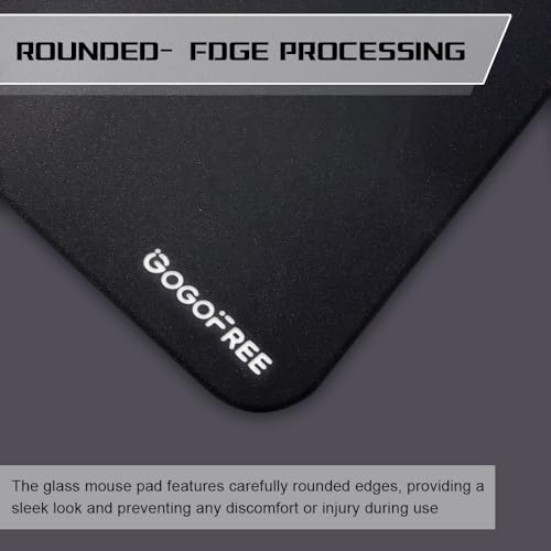 Image of Hard Gaming Mouse Pad, Professional Esport Tempered Glass Mouse Mat Ultra-Smooth Micro-Etched Surface for Top Speed and Control (Black, 15.75L x 11.81W inches)