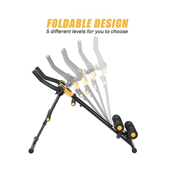 Core & Abdominal Trainers, Ab Machine Exercise Equipment for Home Gym, Strength Training Ab Cruncher Foldable Fitness Equipment, Whole Body Workout Machine for Leg, Thighs, Buttocks Shaper (Yellow)