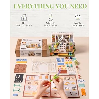 Rowood DIY Miniature House Kit,Mini Dollhouse KIt,Mayberry Street Craft Model Kits for Adults with LED,Birthday Gift/Home Decor for Family Friends-Dreamy Garden House
