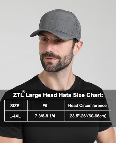 Image of Oversize XL XXL Quick Dry Baseball Cap, Large Performance Snapback Hats, Laser Cut Mesh Ball Cap for Men Big Heads 23.5 inch-26 inch
