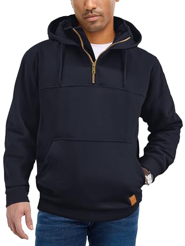 Men's Quarter Zip Hoodies Cotton Fleece Long Sleeve Pullover Sweatshirt With Pockets
