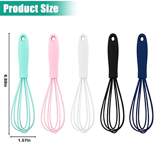 Mini Silicone Whisks, 5 Pack Kitchen Small Whisks Set, Egg Beater For Cooking Blending Whisking Beating Stirringbaking, High Heat Resistant To 500°F And Not Damage Cookware #TOP6
