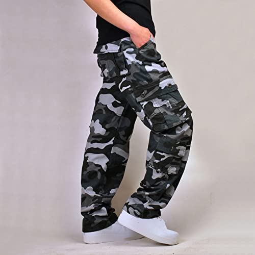 Muscularfit Baggy Cargo Pants for Men 2023 Casual Loose Multi Pockets Camouflage Trouser Lounge Buckle Zipper Camo Sweatpants2