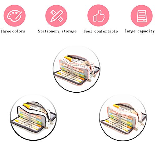 Pennenetui met grote capaciteit, etui met ritssluiting, cosmeticatas, 3 vakken, duurzaam etui voor scholieren, opbergtas… - Image 8