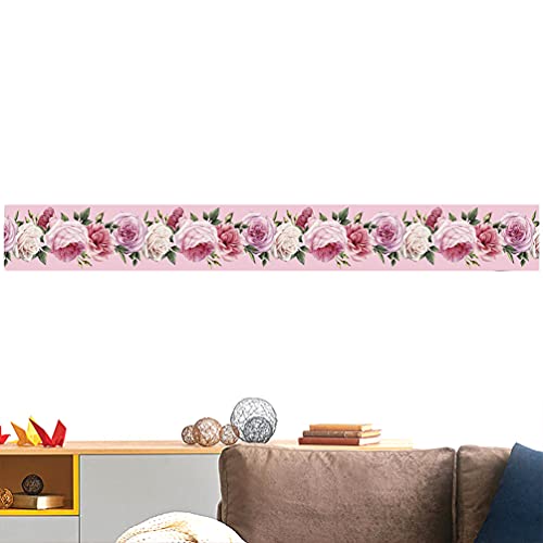 Healifty Wallpaper Border Peel Stick Floral Pattern Home Ceiling Decorative Border Wall Tile Borders For Bedroom Bathroom Kitchen Counter Top 15X300Cm #TOP5