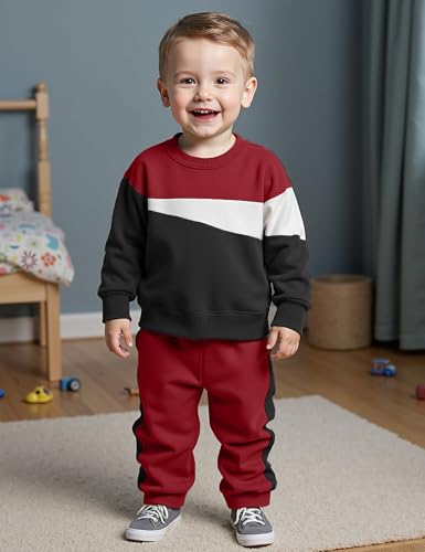 Image of Toddler Boy Clothes Long Sleeve Hoodie Sweatsuits Tops and Pants 2Pcs Boys Fall Winter Outfits Set
