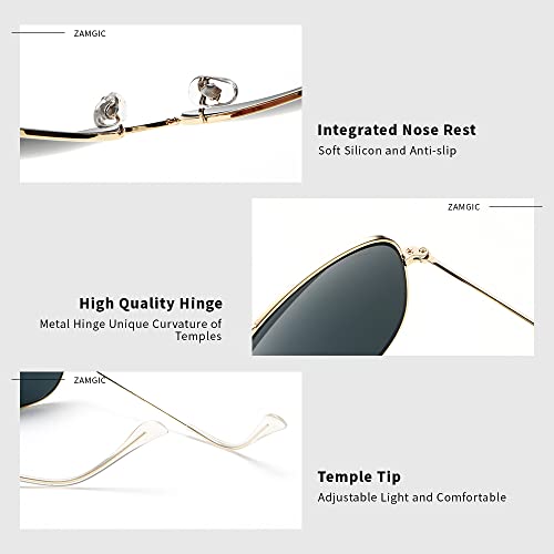 Image of ZAMGIC Aviator Glass Lens Sunglasses,Military Style,UV400 Protection Sun Glasses for Men Women