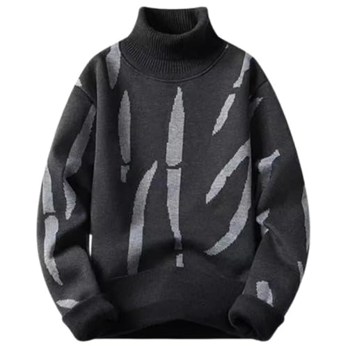 Men's Fleece Knit High Neck Pullover Sweater Slim Fit Warm Casual Knitwear Winter Soft Long Sleeve Outfit Top2