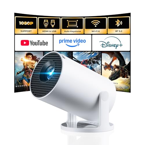 Image of [Built-in Apps] CLOKOWE Mini Projector with WiFi and Bluetooth, 2026 Upgraded 1080P Smart Portable Projector with 180° Rotation, Auto Keystone, Compatible with iPhone/Android/Laptop/TV Stick/HDMI/USB