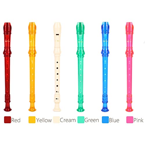 Everjoys Soprano Descant Recorder 8 Hole-3 Piece Kids Crystal Music Flute W/Cleaning Rod Bag Instruction Blue #TOP7