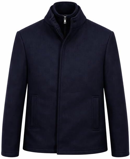 Adam Baker Boy's Wool Coat | Winter Jacket | Stand Collar Dress Coat for Boys | 3/4 Length Boys Overcoat with Removable Bib