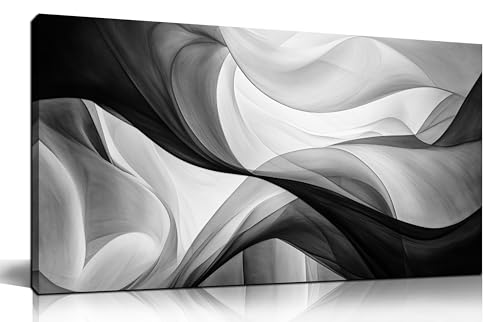 CANEITO Abstract Wall Art for Living Room, Black and White
