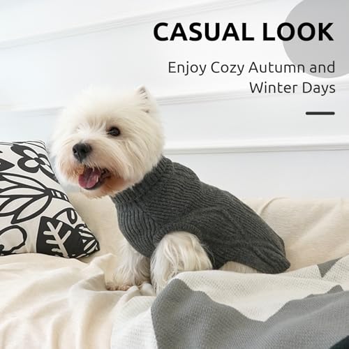 Queenmore Hundepullover mittelgroße Hunde, warm und bequem, Stretch Strickpullover für Dackel, Bichon Frisé, Mops, Jack Russell Terrier, Greyhound, Boston Terrier (Grau, M)