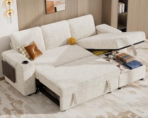 Vipbear 86" Modular Sectional Sleeper Sofa with Pull Out Bed,