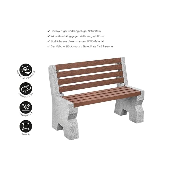 Gartenbank aus Granit & WPC Grau/Braun