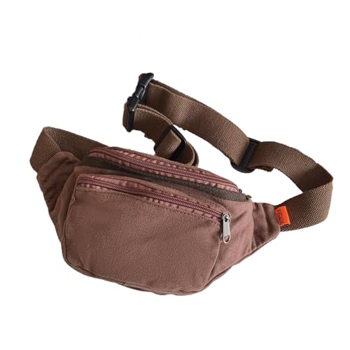Sling Bag for Women Men Canvas Crossbody Bag Fanny Pack Belt Purses Backpack Traveling (Brown)