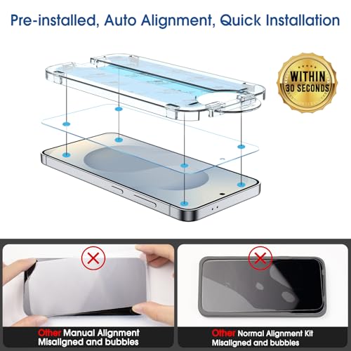 amFilm Auto-alignment OneTouch for Samsung Galaxy S25+ Plus 6.7'' Screen Protector + Camera Lens Protector, Tempered Glass, 30 seconds Installation, Bubble Free, Case Friendly, Anti-Scratch [2+2 Pack] | Auto-alignment, OneTouch, 6.7'', Tempered Glass, Bubble Free