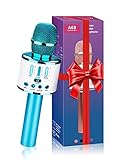 ShinePick Micrófono Karaoke Bluetooth, 5 en1 Microfono Inalámbrico Karaoke Mano Speaker Portátil con Luces LED, para Niños Canta Partido Musica, Compatible con Android, iOS, PC, Teléfono Inteligente