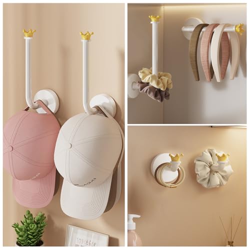 Image of HASTHIP 4PCS Adhesive Scrunchie Holder Organizer, Wall Hooks Waterproof | Frees Drawer Space, Adhesive Wall Mount, Waterproof Scrunchy Storage Stick Scrunchies Hook Headband Hairband Hair Ties Holder