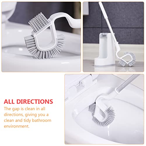 Brosse de toilette blanche avec base de rangement et poils denses BESTYASH - 3