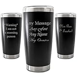 Personalised Engraved 500ml Black Travel Cup, Personalise with Any Message