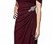 Alex Evenings Women's Long Cold Shoulder Dress (Petite and Regular Sizes), Beaded Wine, 12P
