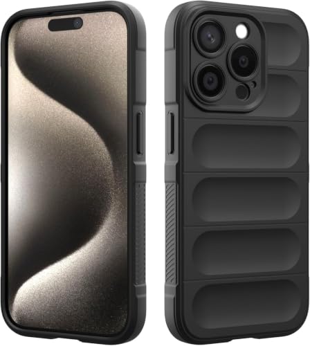 Image of ShieldTech AirGuard Series Back Cover Case for Apple iPhone 15 Pro Max | Microfiber Lining | Airbag Cushion Drop Protection | Shockproof Silicone Cover | Anti Slip Grip - Black for iPhone 15 Pro Max